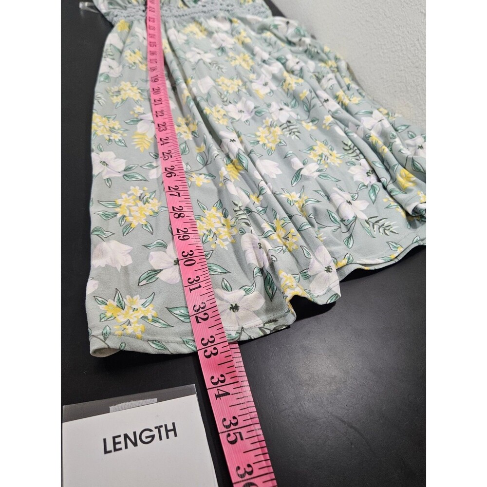 No Boundaries Womens Medium 7-9 Green Dress Crochet Waist Floral Summer Cottage - Picture 15 of 15
